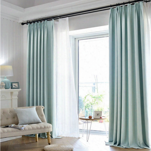 Luxury Linen Cotton Blackout Curtain For Living Room Bedroom Kitchen Solid Color Modern Minimalist Pattern Home Decoration