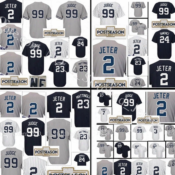 Men #99aaronjudge 2 Derek Jeter Jersey Stitched 3 Babe Ruth 23 Don Mattingly 24 Gary Sanchez 7 Mickey Mantle Jerseys