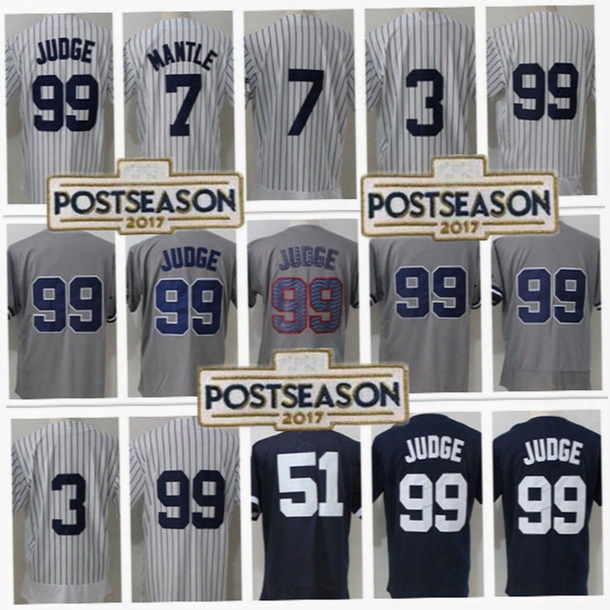 Men&#039;s Jersey #3 Babe Ruth #7 Mickey Mantle #51 Bernie Williams 99 Aaron Judge Embroidery Jerseys 100% Stitched Jerseys