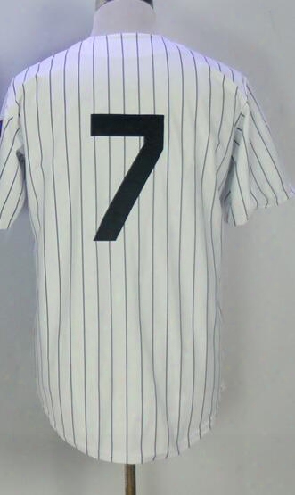 New 1951 Mickey Mantle Hrowback Jersey #7 White Stripe Home Titched Baseball Jerseys Size 40-56 Mix Order All Jerseys