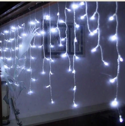 New 20m X 0.7m Leds Holiday Christmas Garden Curtain Icicle String Led Lights Decoration 8 Flash Modes 220v