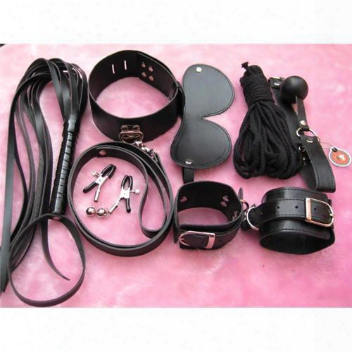 New Arrival Corium Leather Sex Toys Sex Products For Couple Whips Handcuffs Blindfolds Nipple Clamp Collar Cotton Rope Racket 8 Pieces/unit