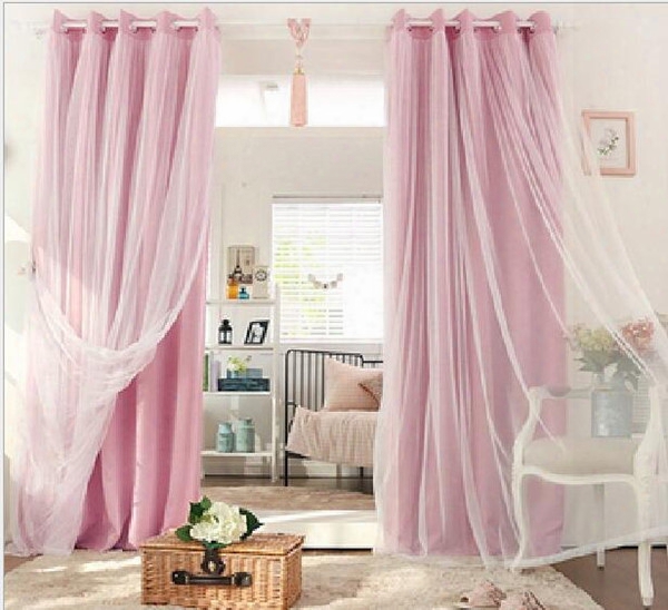 New Arrival Korean Type Pure Color Double Layer Window Blackout Curtain For Living Room Hotel Bedroom 5 Colors 1pcs Price Include Processing