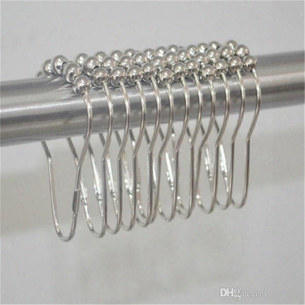 New Shower Ccurtain Rings Hooks Stainless Steel Bathroom Clip Easy Glide Hooks Polished Shower Curtain Rings Curtain Hooks B0242