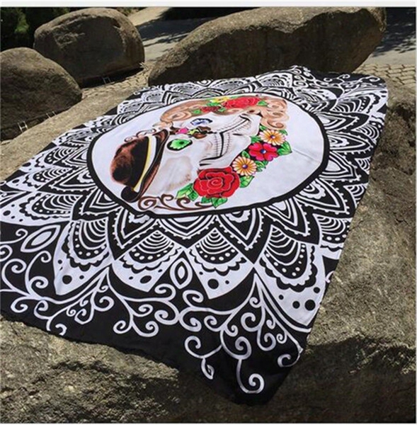 New Squ Are Beach Towel Wrap Skirt Skull Mantle Seaside Resort Beach Mat Towel