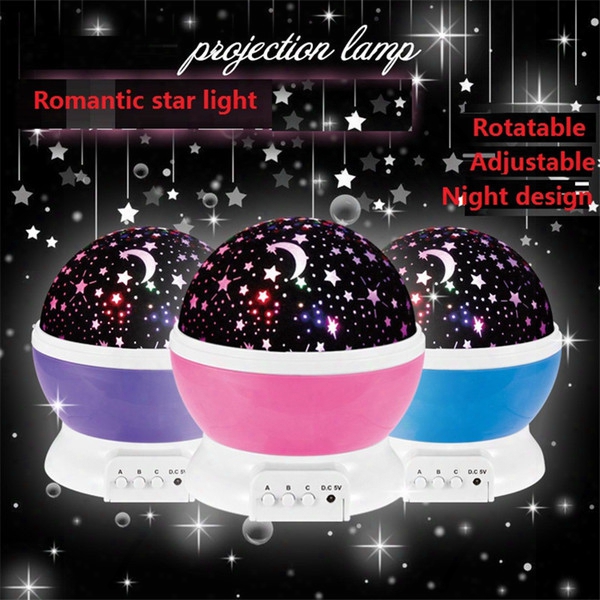 Newest Rotation Night Light Starry Star Moon Sky Romantic Night Projector Light Lam Decorating Wedding, Birthday, Parties Free Shipping B967