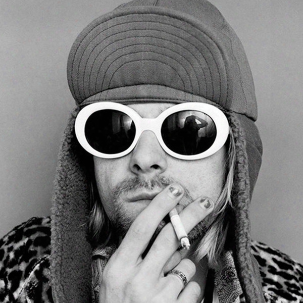 Nirvana Kurt Cobain&#039;s &#039;90s-style White Oval Sunglasses Men Women Retro Vintage-inspired Alien Shades Thick Frame Glasses