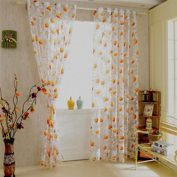 Onnpnnq Sunflowers Curtains Tulle Voile Door Window Curtain Drape Panel Sheer Scarf Valances Home Decoration