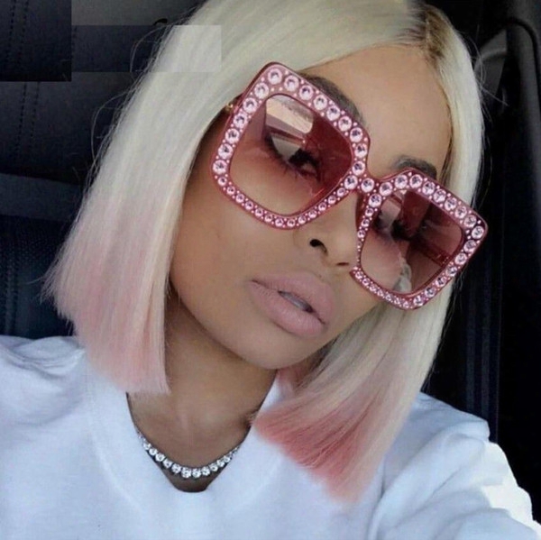 Oversized Crystal Gold Black Square Sunglasses 2018 Women Luxury Brand Design Retro Mirror Sun Glassees Clear Lens Acetate Shades Oculos Uv