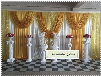 Free shipping/ice silk wedding backdrop\Ivory back curtains with gold drapes and gold sequin swags for Birthday Evening /10ft* 20ft