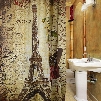 Wholesale- Paris Eiffel Tower Waterproof Polyester Bath Shower Curtain Retro Vintage Brown Butterfly Design Pattern with 12 Plastic Buckles