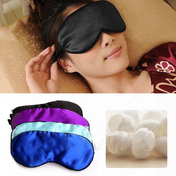 Pure Silk Soft Sleeping Aid Eye Mask Cover Sh Ade Travel Relax Blindfold