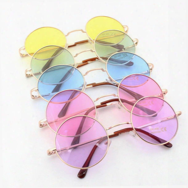 Retail/wholesale John Lennon Vintage Retro Mirroered Round Circle Lens Mirror Hippie Shades Sunglasses Colored Lenses