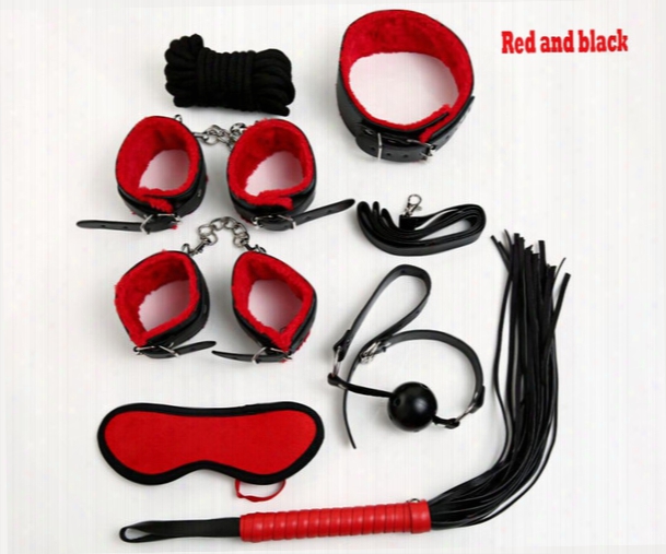 Sex Bondage Kit Set 7  Pcs Sexy Product Set Adult Games Toys Set Hand Cuffs Footcuff Whip Rope Blindfold Couples Erotic Toys