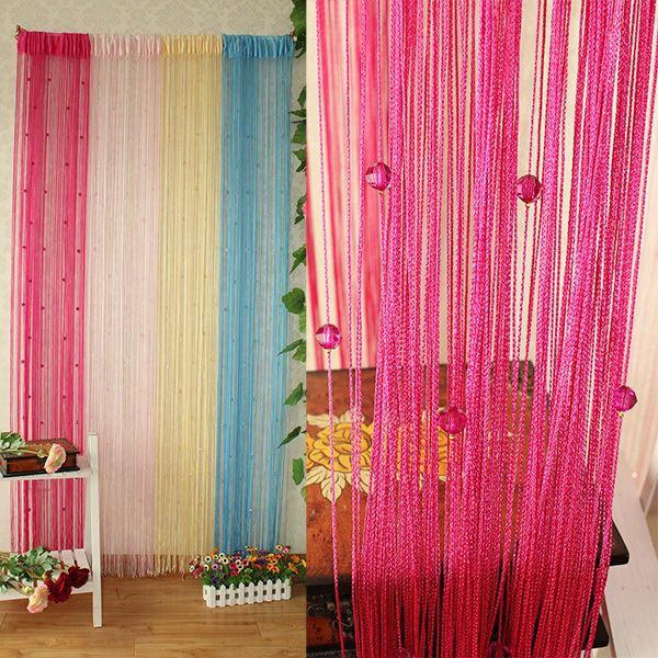 Sheer Curtains 13 Colors Beaded String Line Curtain Window Door Panel Room Divider Curtain