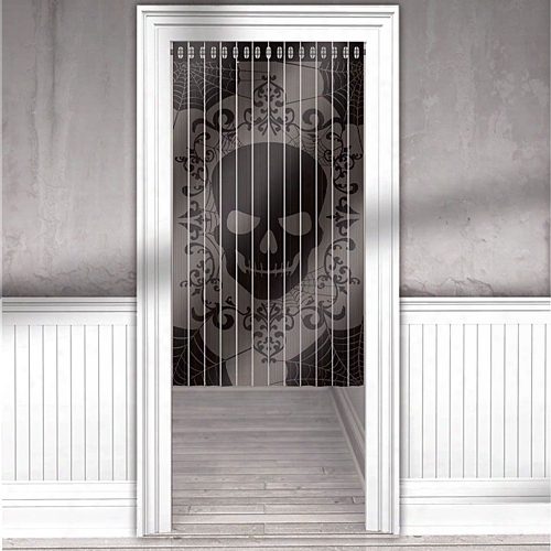 Skull Lace Mesh Door Curtain