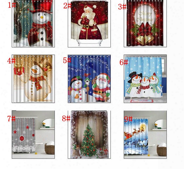 Snowman Shower Curtain Merry Christmas Sleepy Snowman Pattern Bathroom Shower Curtain Christmas Bath Curtain 165*180cm Kka2106