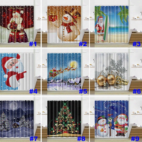 Snowman Shower Curtain Merry Christmas Sleepy Snowman Pattern Bathroom Shower Curtain Christmas Bath Curtain 165*180cm Xl-329