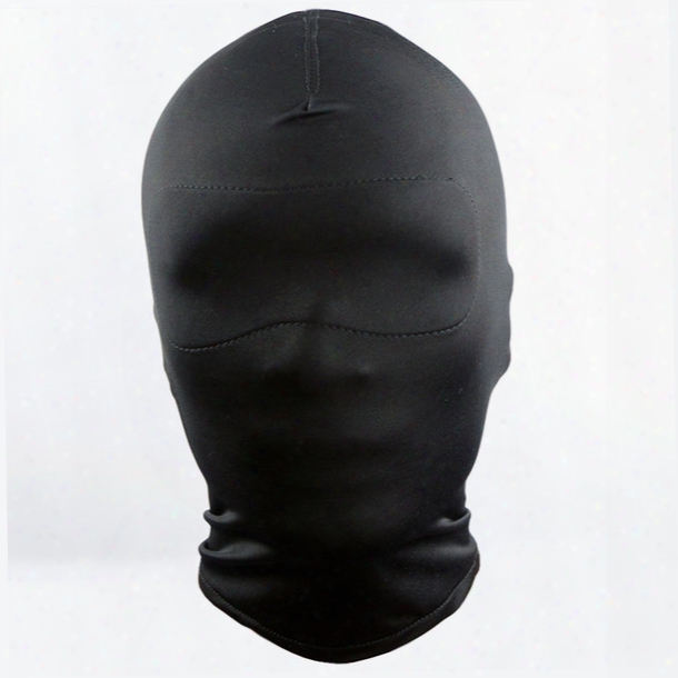 Spandex Black Hood Mask With Padded Eye Blindfold Fetish Fantasy Lightweight Harness Master Slave Role Play