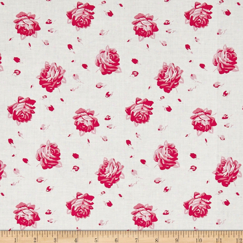 Tanya Whelan Shades Of Rose Falling Rose Red Fabric