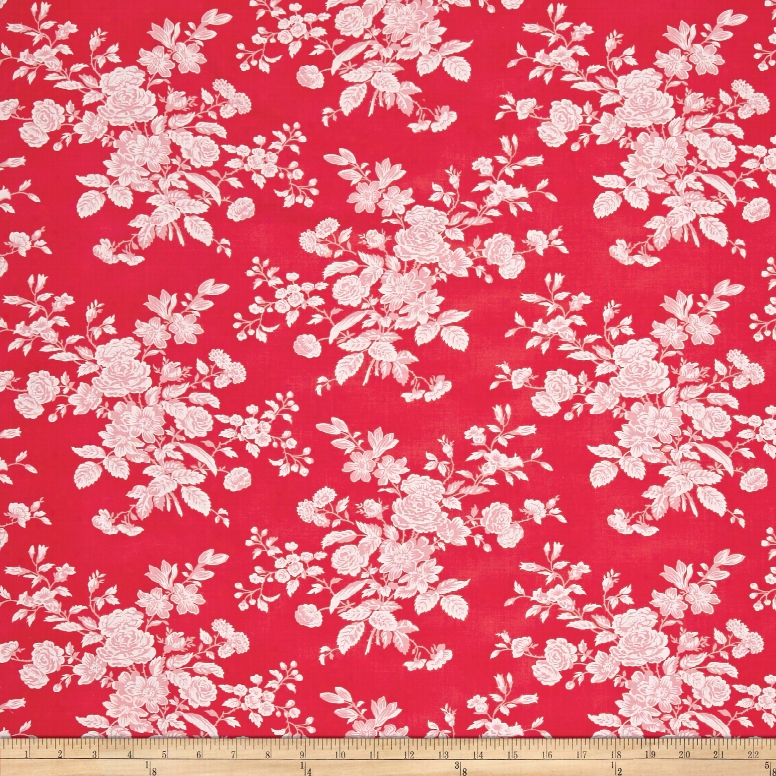 Tanya Whelan Shades Of Rose Toile Red Fabric