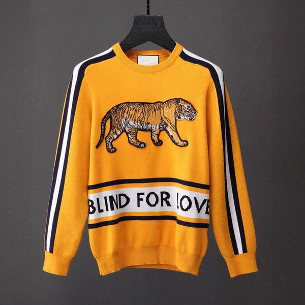 Tiger Sweaters Blind For Love Letter Luxury Brand Pullover Christmas Sweaters Yellow Winter Sweatshirts Hoddies Long Sleeve 8012