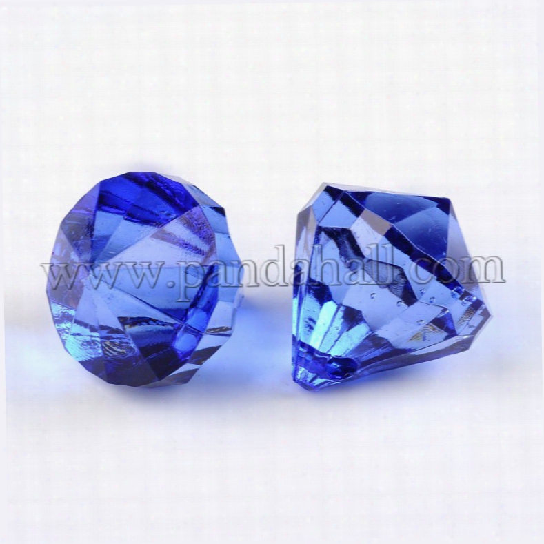 Transparent Acrylic Pendants For Curtains, Drop, Blue, About 28mm Wilde, 31mm Long, Hole: 3mm; About 52pcs/500g