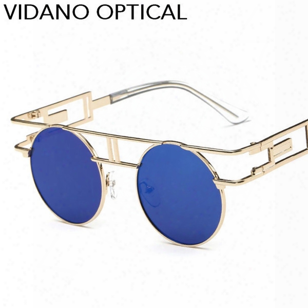 Vidano Optical Classic Luxury Round Sunglasses For Men & Women Retro High Quality Metal Sun Glasses Fashion Designer Unisex Shades Uv400