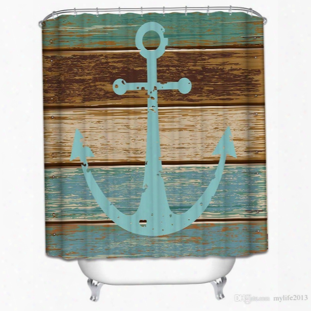 Vintage Anchor Bath Curtain Waterproof New Hot Sale Fashion Vintage Wood Board Bathroom Shower Curtains