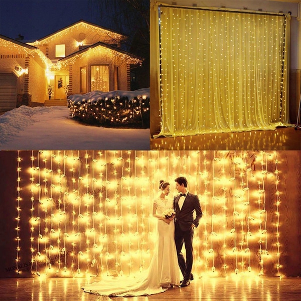 Wedding Decoration Light 3mx3m 300leds Led Curtain String Fairy Light 300 Bulb Xmas Christmas Wedding Home Garden Party Decoration