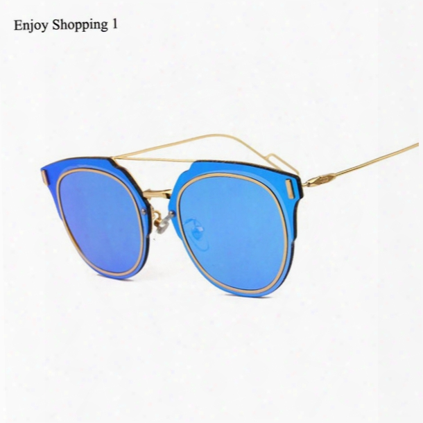 Wholsale-2016 New Fashion Sunglasses Women Brand Designer Sun Shades Round Metal Glasses Fashion Men Classic Eyewear Oculos De Sol