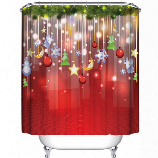 Wholesale- 3d Custom Merry Christmas Fabric Waterproof Bathroom Shower Curtain U61108