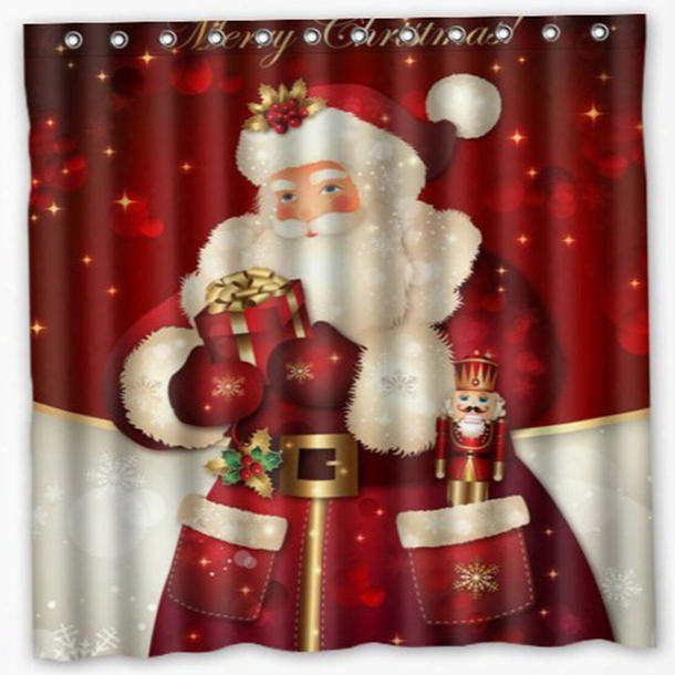 Wholesale- 3d Merry Christmas Fabric Waterproof Bathroom Shower Curtain U61102