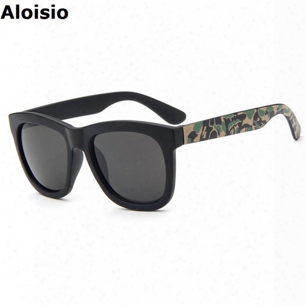 Wholesale- Aloisio Brand Designer Men Sunglasses Camouflage Plastic Frame Retro Glasses Oculos Square Mirror Shades Gafas Al122