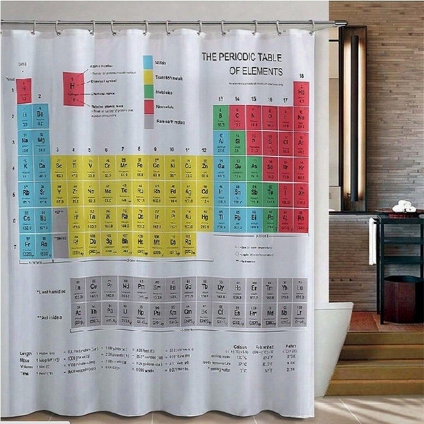 Wholesale- Bath Curtain Periodic Table Polyester Bathroom Waterproof Shower Curtain Bathroom Products Curtain A5