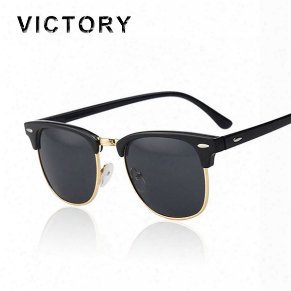 Wholesale-classic Half Rims Mirror Fashion Sunglasses Men Women Uv Protect To 100% Rivet Sun Glasses Male Female Shades Vintage Hot