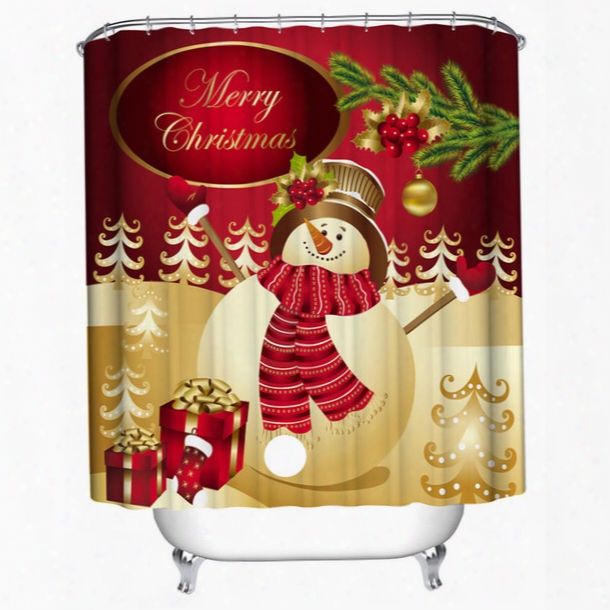 Wholesale- Custom Merry Christmas Fabric Waterproof Bathroom Shower Curtain 165x180cm U61028