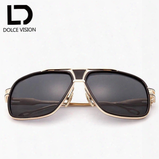 Wholesale-dolce Vision Rectangle Aviator Sunglasses Men Luxury Brand Designer Sun Glasses For Men Pilot Dirving 2017 Lunette Shades Male