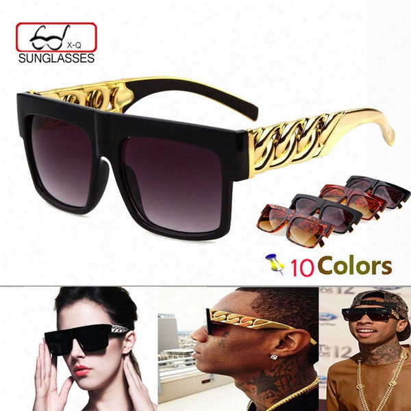 Wholesale- Fashion Medusa Mens Retro Sunglasses Vintage Women Brand Designer Plastic Gold Chain Oversized Shades Sunglass Oculos Zonnebril