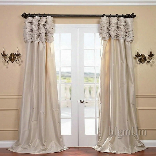 Wholesale ! Luxury Valance And Curtain Panel Solid Beihe/coffee/green/burgundy/silvery Window Treatment Ready Made Custom-made Curtains