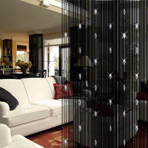 Wholesale-modern Blackout Curtains For Living Room With Glass Bead Door String Curtain White Black Coffee Window Drapes Decoracao Cortinas