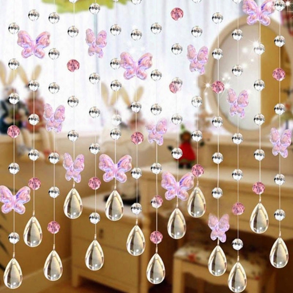 Wholesale-new Fashion 1m Boho Style Crystal Glass Waterdrop Curtain Window Curtain Modern Livinng Room Curtain Wedding Decor