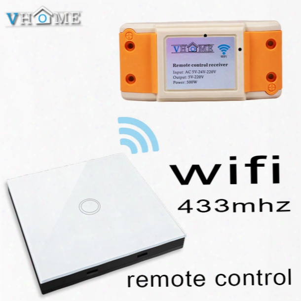 Wholesale- Smart Home Vhome Rf433mhz Wireless Glass Panel Remote Control Wifi Receiver, For Touch Switches, Garage Doors, Electric Curtains