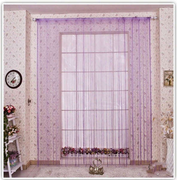 Wholesale-solid Color Decorative String Curtain 300cm*300cm Black White Beige Classic Line Curtain Window Blind Vanlance Room Divider