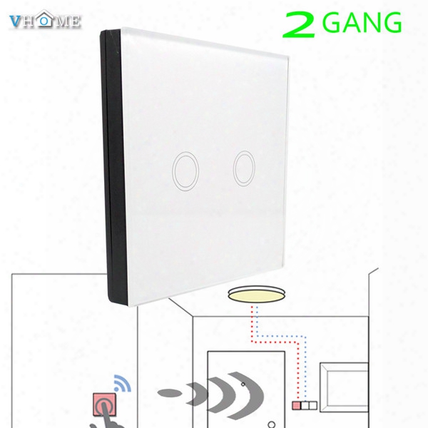 Wholesale- Vhome Rf433mhz Switch Shape Smart Remote Control Intelligen+eustandard Touch Light ,use For Garage Door,electric Curtains Switch