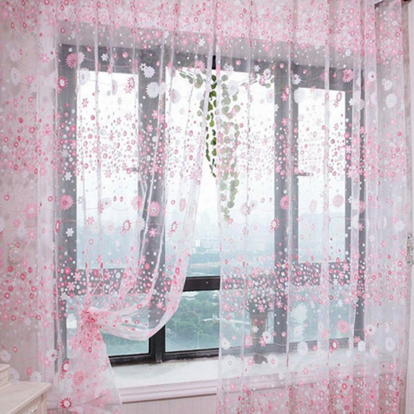 Window Sheer Curtains Voile Tulle For Bedroom Living Room Balcony Kitchen Fancy Rustic Printed Curtain Home Textile Ji0139