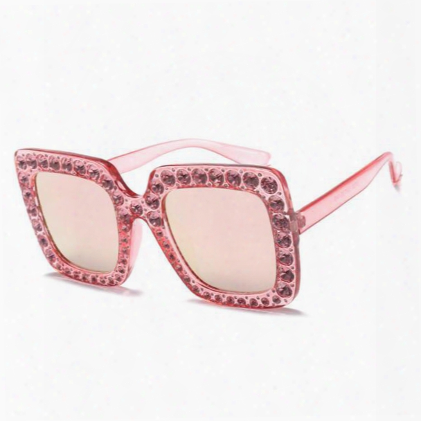 Women Oversize Luxury Brand Design Crystal Square Sunglasses Mirror Retro Diamonds Sun Glasses Female Shades Sun Glasses