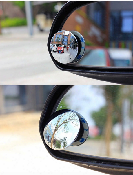 2pcs Car Rear View Mirror Small Round Mirror Blind Spot Mirror Wide-angle Lens 360 Degrees Adjustable Rear View Auxiliary