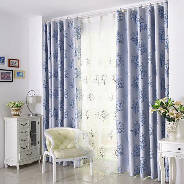 Blackout Window Drapes Modern Window Treatments Tree Pattern Soft Durable Stylish Curtains 2 Panel Curtain Cloth And 2 Panel Gauze 3 Sizes