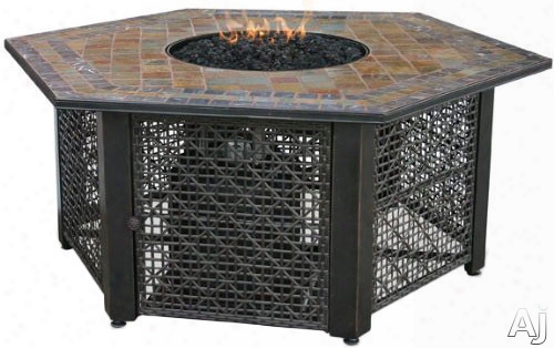 Blue Rhino Gad1374sp Outdoor Lp Gas Fireplace With 30,000 Btu, Electronic Ignition, Hexagonal Design, Slate Mantle And Black Glass Included